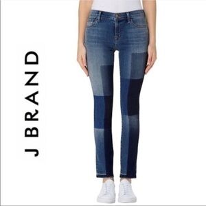NEW J Brand Shadow Patch Frayed Skinny Jeans
